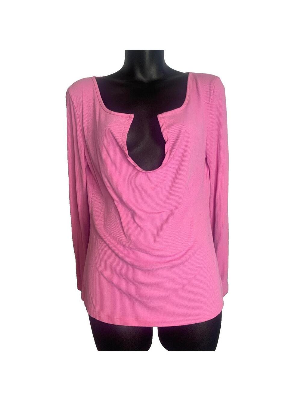 I.N.C. International Concepts Pink Long Sleeve Ribbed Top Size M